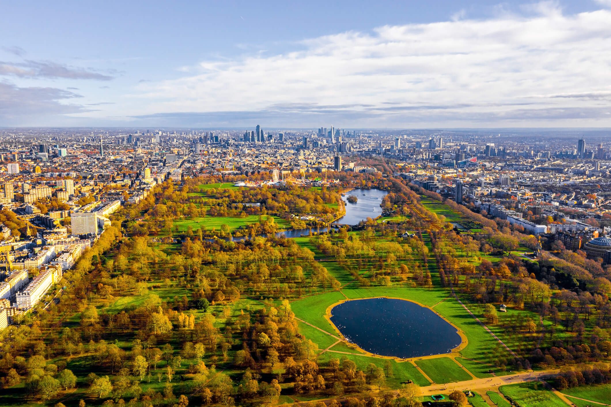 London sightseeing view from a helicopter