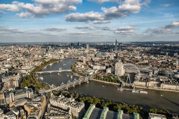 The London Eye seen from a London helicopter tour