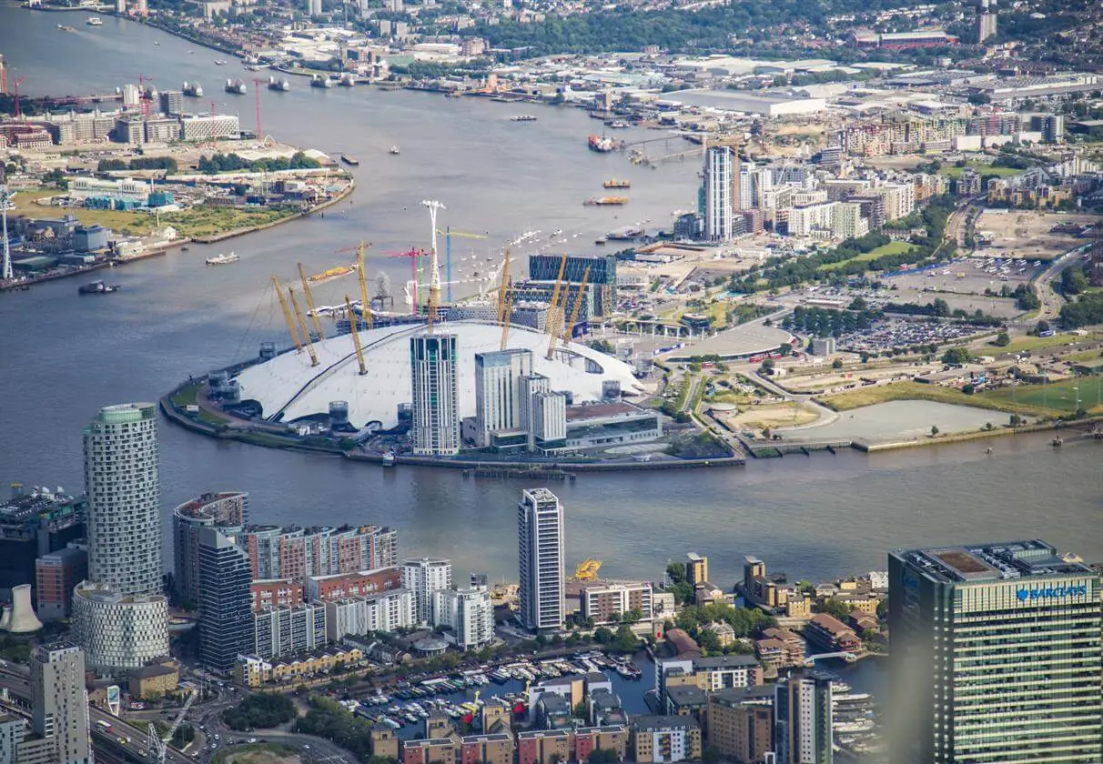 The O2 seen from a London helicopter sightseeing flight