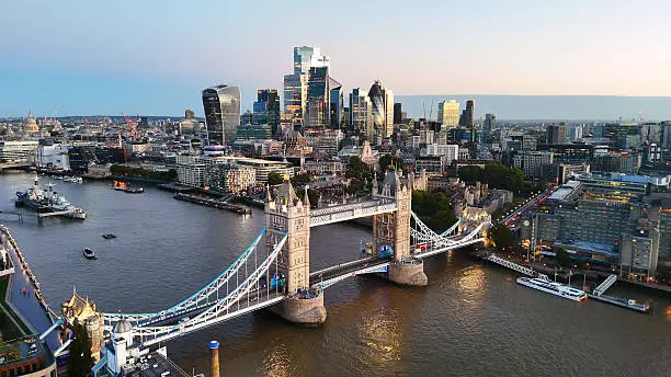 Tower Bridge from above during a London helicopter sightseeing flight
