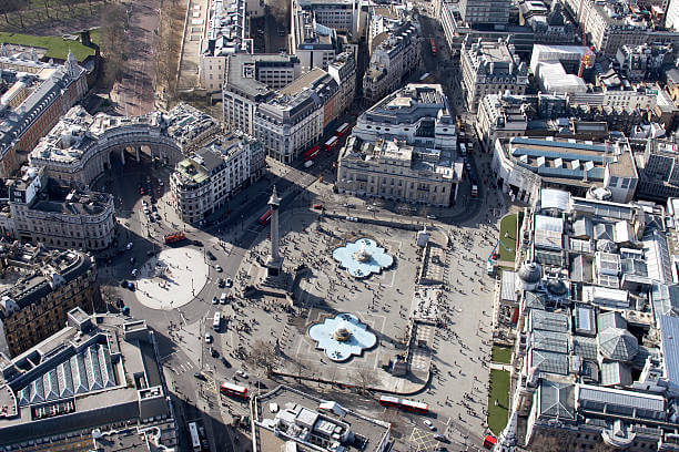 Trafalgar Square seen from above during a London helicopter sightseeing flight