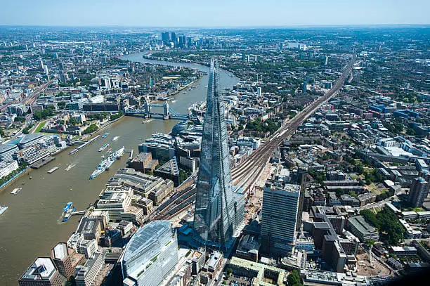 The Shard seen from a London helicopter sightseeing tour